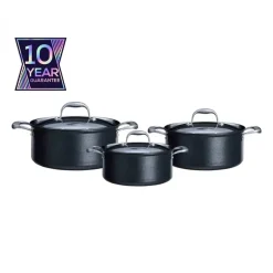 Karaca BioDiamond Pro 6-Piece Non-Stick Induction Cookware Set, Medium, Black
