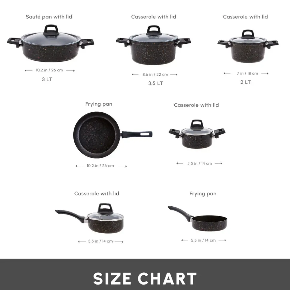 Karaca Blackgold Biogranite 12-Piece Non-Stick Cookware Set, Black Gold