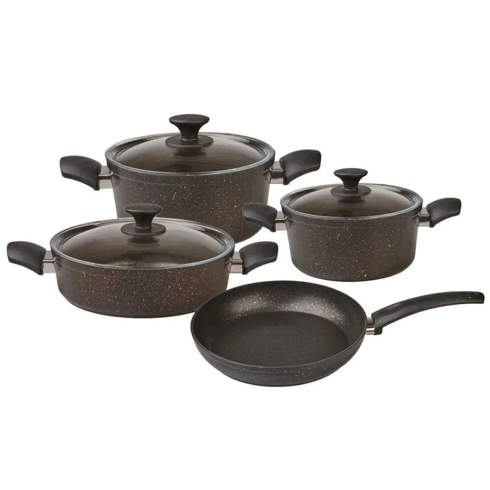 Karaca Blackgold Biogranite 7-Piece Non-Stick Induction Cookware Set, Black Gold