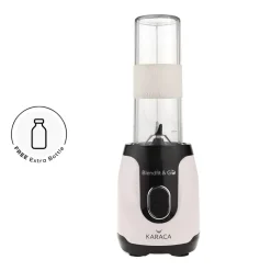Karaca Blendfit Go Personal Smoothie Blender, 2x600ml Bottle, 550W, Retro Cream