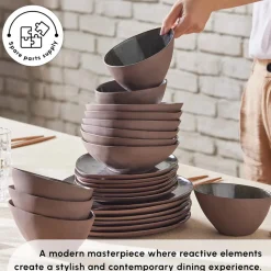 Karaca Bonn 24-Piece Reactive Glaze Dinner Set for 6 People, Multi