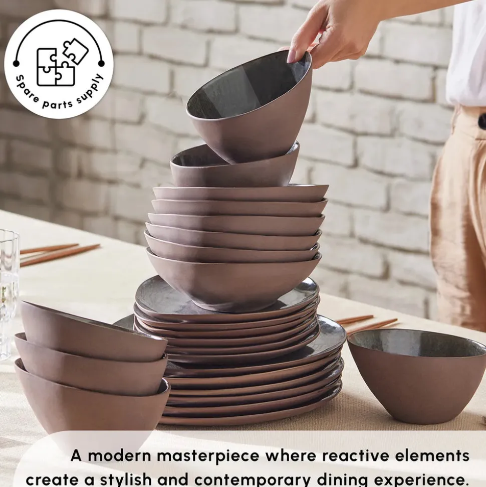 Karaca Bonn 24-Piece Reactive Glaze Dinner Set for 6 People, Multi