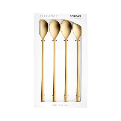 Karaca Boreas 4-Piece Stainless Steel Latte Spoon, Gold