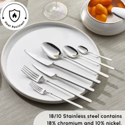 Karaca Boreas 84-Piece Stainless Steel Cutlery Set for 12 People, Silver