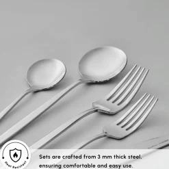 Karaca Braga 84-Piece Stainless Steel Cutlery Set for 12 People, Platin