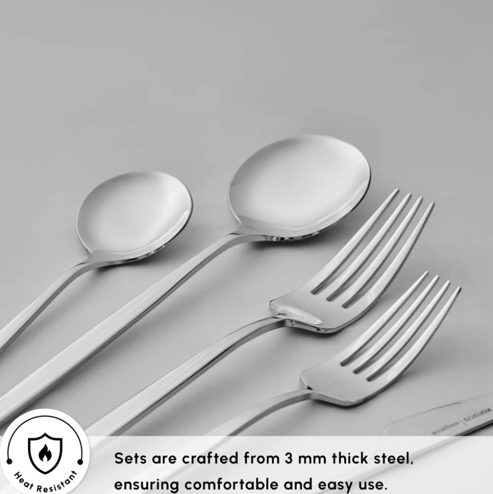 Karaca Braga 84-Piece Stainless Steel Cutlery Set for 12 People, Platin
