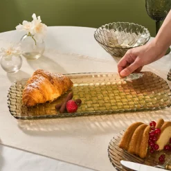 Karaca Braid Lustrous Glass Large Serving Platter, 39x17cm, Luster