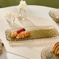 Karaca Braid Lustrous Glass Small Serving Platter, 29x8.5cm, Luster