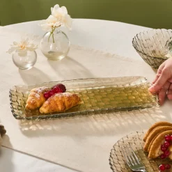 Karaca Braid Lustrous Glass Small Serving Platter, 29x8.5cm, Luster