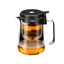 Karaca Brewy Glass Tea French Press, 550ml, Black Transparent