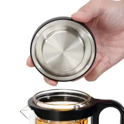 Karaca Brewy Glass Tea French Press, 500ml, Black Transparent