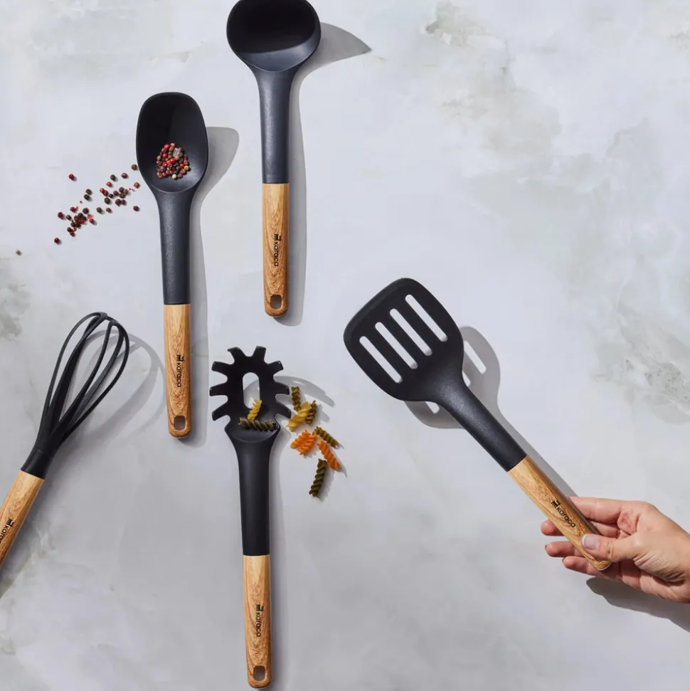 Karaca Brownwood 5-Piece Kitchen Utensil Set, Brown