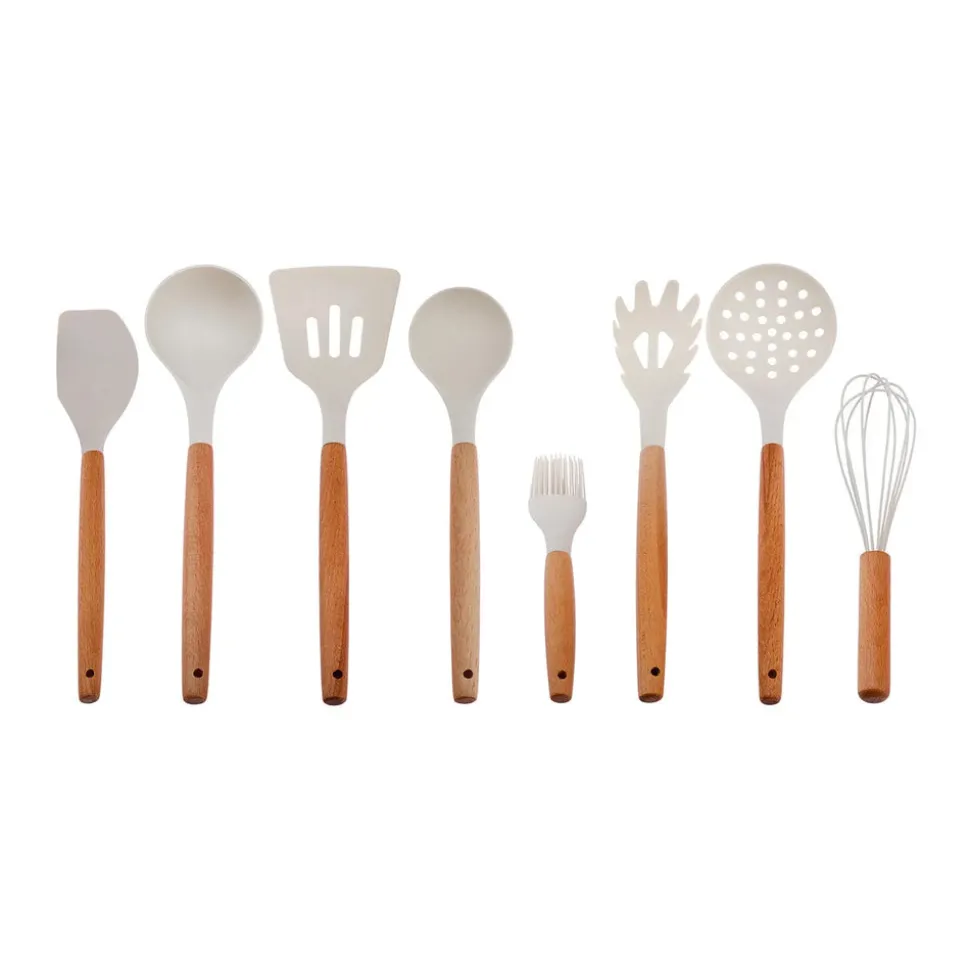 Karaca Burby 14 Piece Knife Block Set, Cream