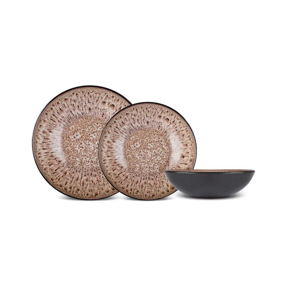 Karaca Catania 12-Piece Reactive Glaze Dinner Set for 4 People, Multi