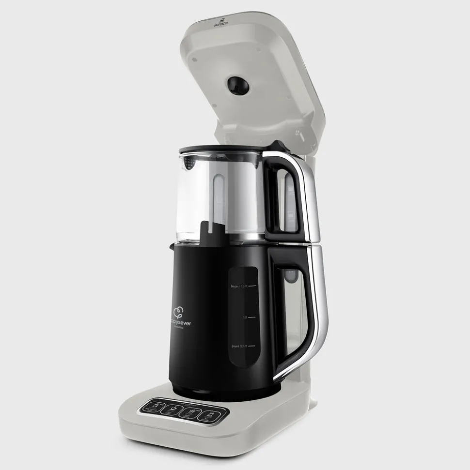Karaca Caysever Robotea Pro 4 in 1 Talking Automatic Tea Maker Kettle and Filter Coffee Maker, 2500W, Starlight