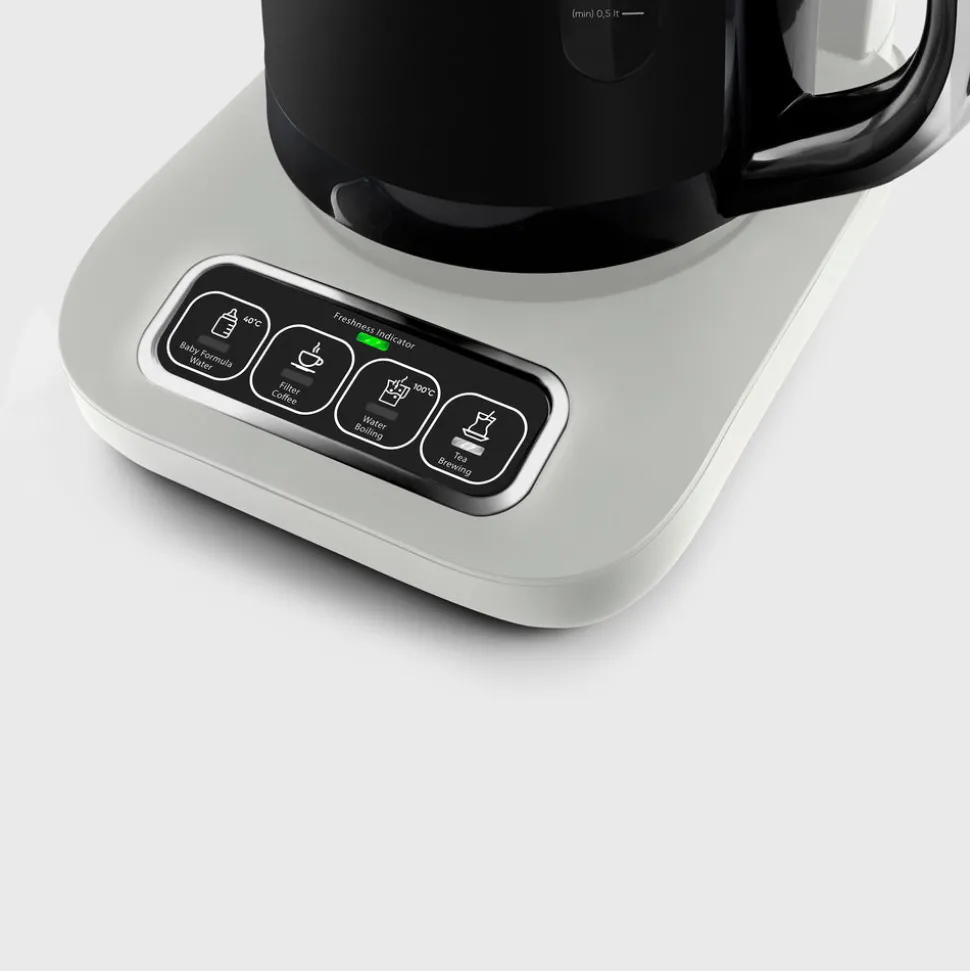 Karaca Caysever Robotea Pro 4 in 1 Talking Automatic Tea Maker Kettle and Filter Coffee Maker, 2500W, Starlight