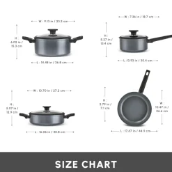 Karaca Ceramica Iconic Grey 7-Piece Non-Stick Induction Cookware Set, Grey