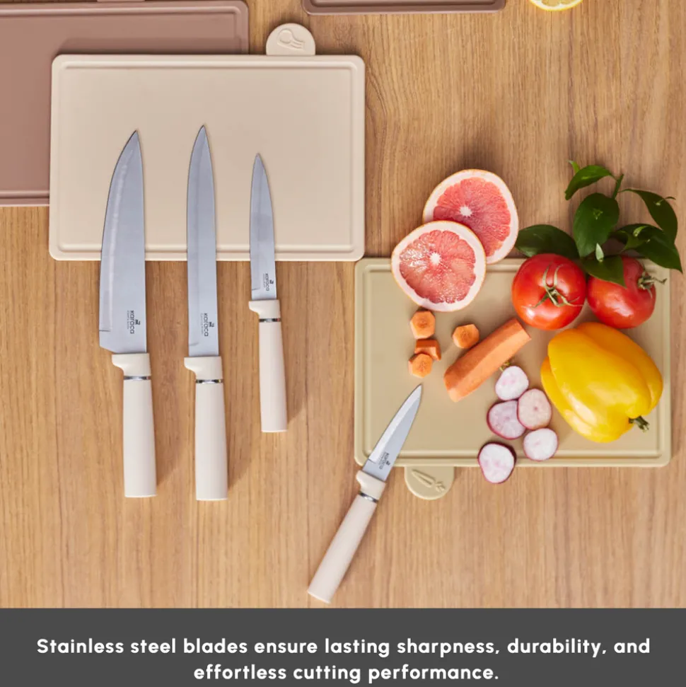 Karaca Chef’s Harmony 10-Piece Knife & Chopping Board Set, Beige