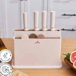 Karaca Chef’s Harmony 10-Piece Knife & Chopping Board Set, Beige