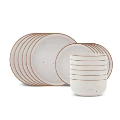 Karaca Chicago Dot 18-Piece Stoneware Dinner Set for 6 People, Multi