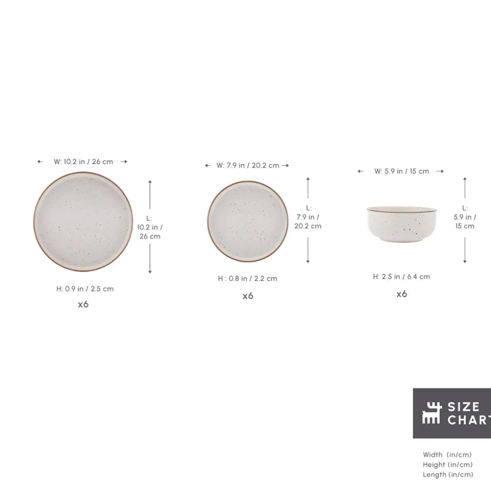 Karaca Chicago Dot 18-Piece Stoneware Dinner Set for 6 People, Multi