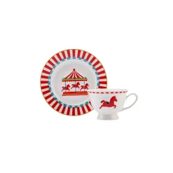 Karaca Circus 2 Piece Espresso Turkish Coffee Cup Set for 1 People, 90ml, Multi
