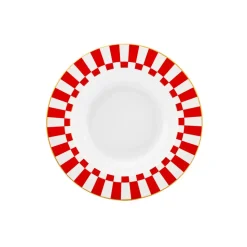 Karaca Circus Porcelain Pasta Bowl, 20cm, Red White Gold