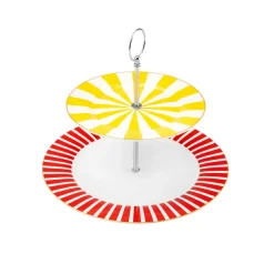 Karaca Circus Porcelain 2-Tier Cake Stand, 27cm, Multi