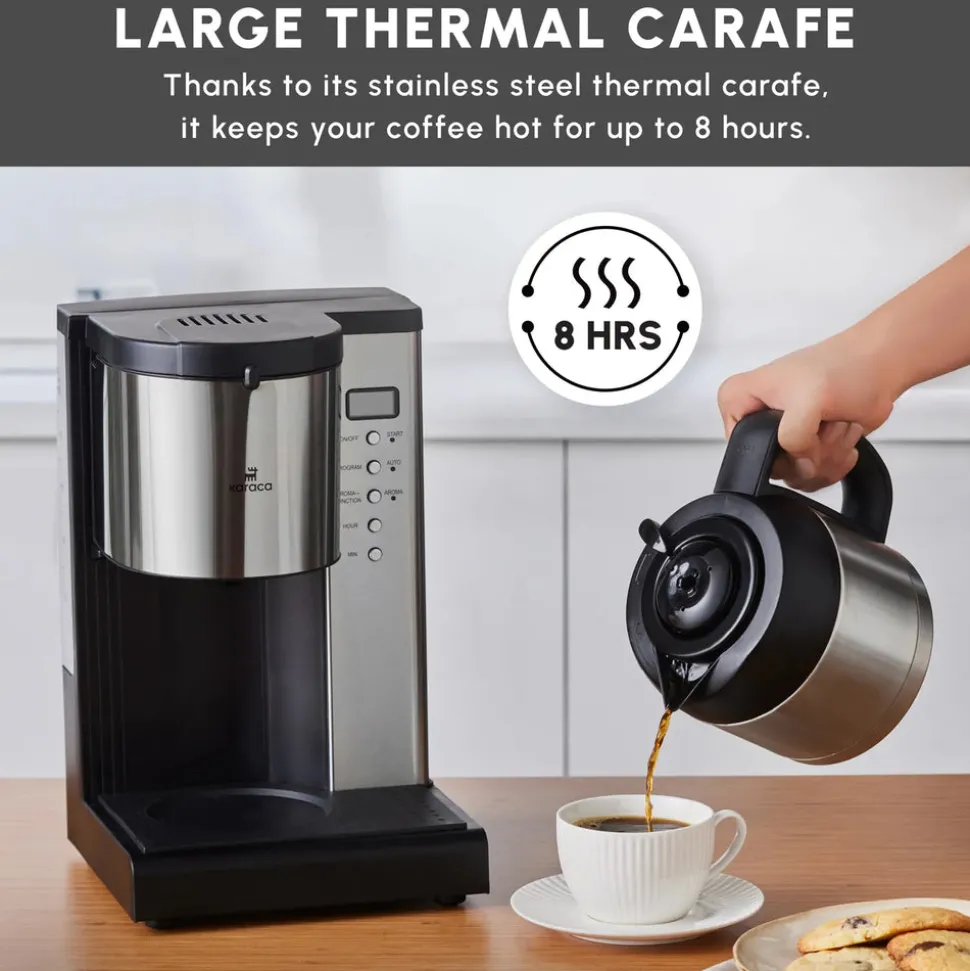 Karaca Coffee Art Aroma Thermal Carafe Filter Coffee Machine, 1.2L, 1000 W, Inox