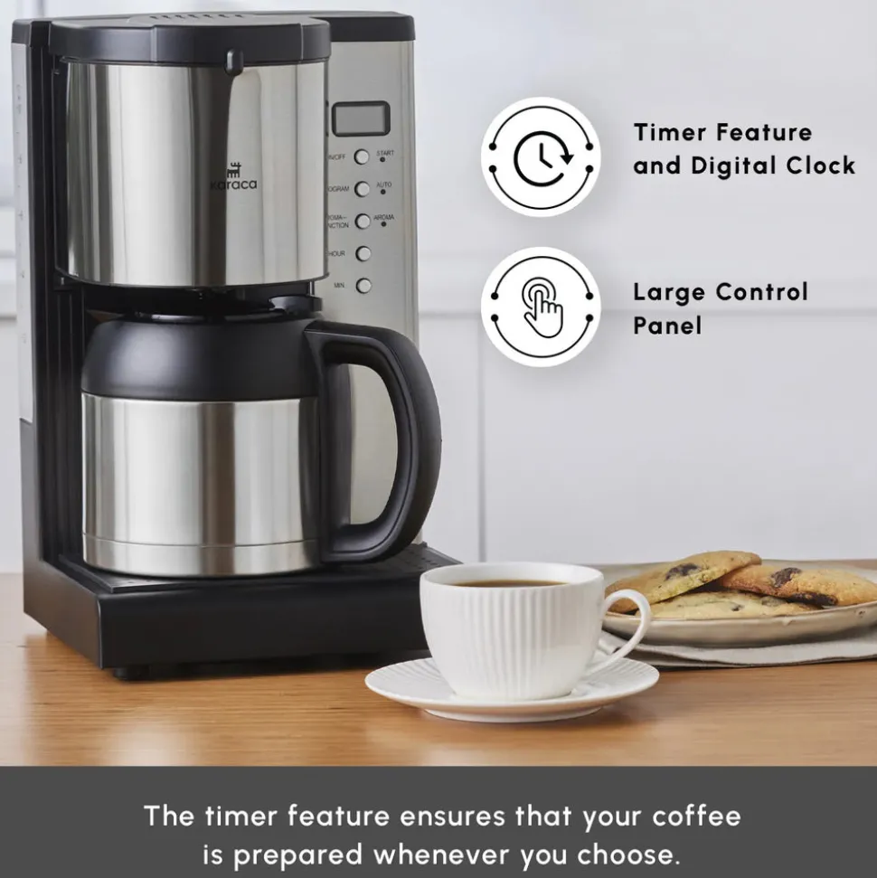 Karaca Coffee Art Aroma Thermal Carafe Filter Coffee Machine, 1.2L, 1000 W, Inox