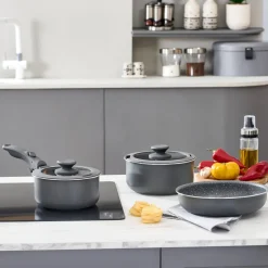 Karaca Comfort 6-Piece Induction Non-Stick Detachable Cookware Set, Black