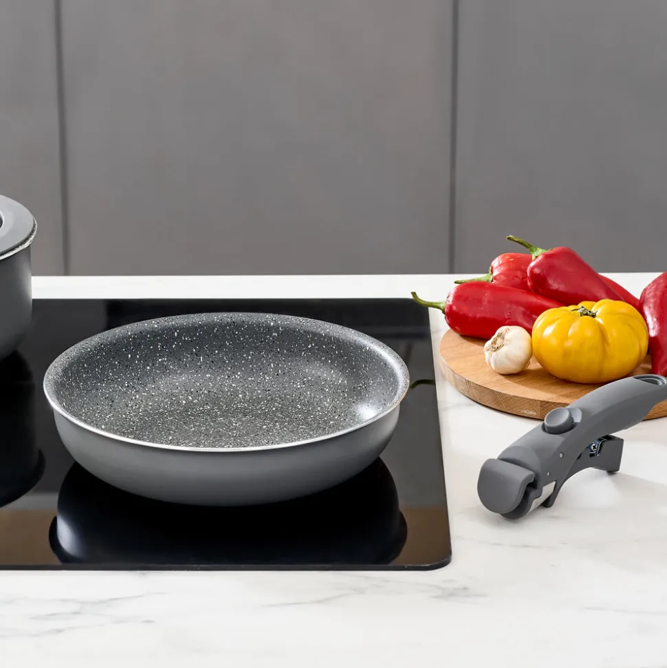 Karaca Comfort 6-Piece Induction Non-Stick Detachable Cookware Set, Black