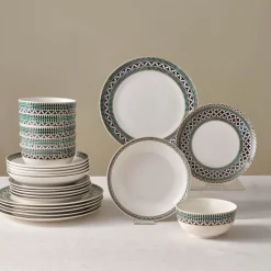 Karaca Cordoba 24-Piece Bone China Dinner Set for 6 People, Multi