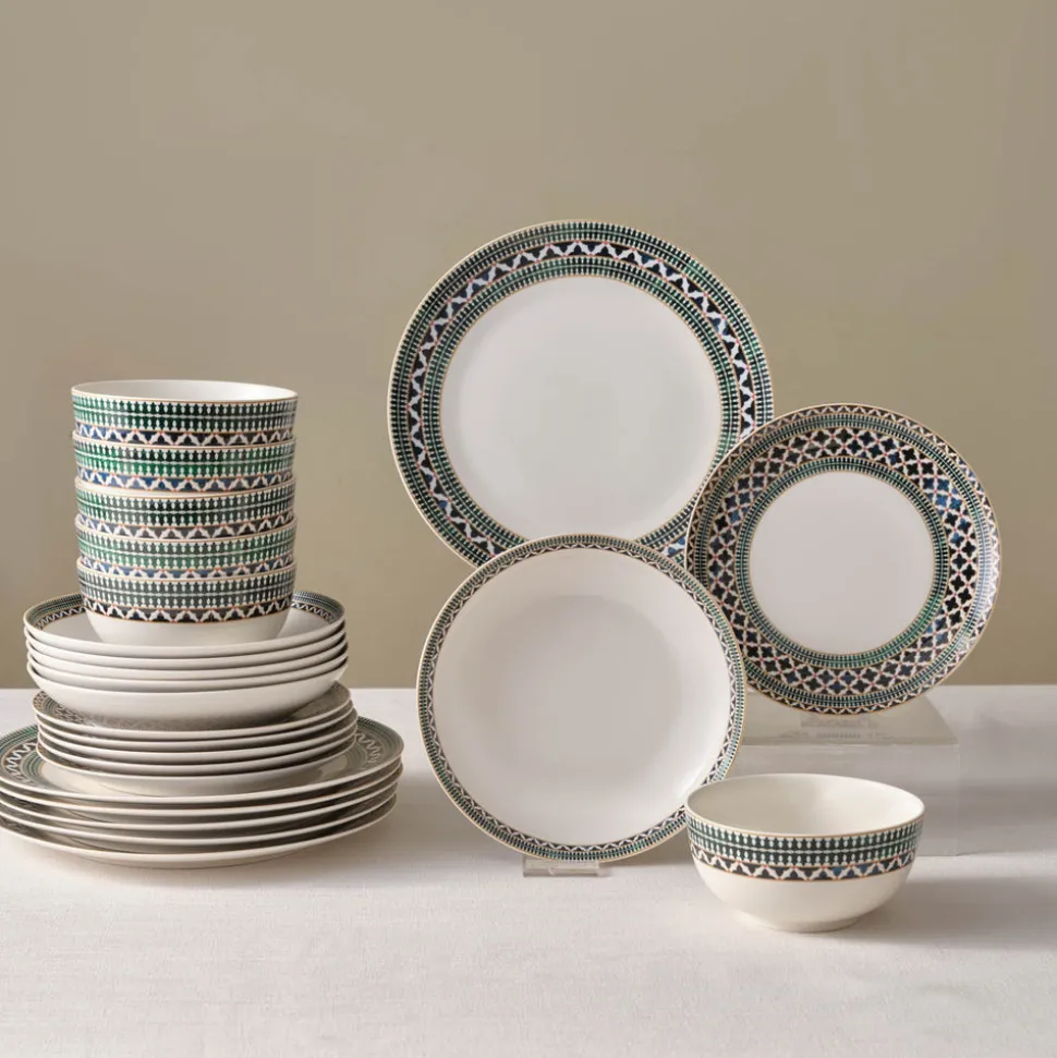 Karaca Cordoba 24-Piece Bone China Dinner Set for 6 People, Multi