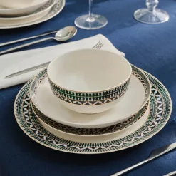 Karaca Cordoba 24-Piece Bone China Dinner Set for 6 People, Multi