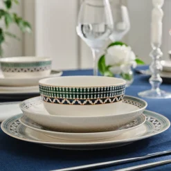 Karaca Cordoba 24-Piece Bone China Dinner Set for 6 People, Multi