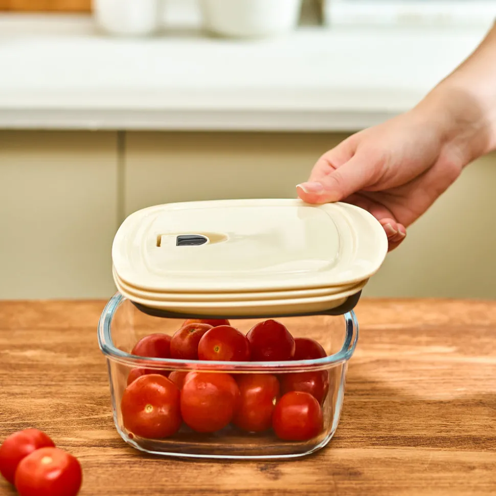 Karaca Cream Vacuum Storage Container, 0.9L, Transparent