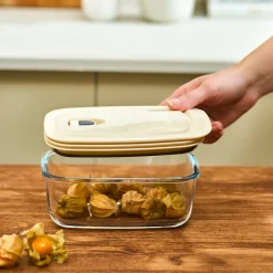 Karaca Cream Vacuum Storage Container, 0.83L, Transparent