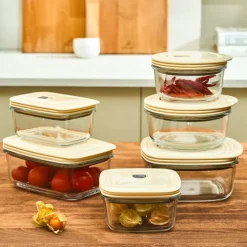 Karaca Cream Vacuum Storage Container, 0.83L, Transparent