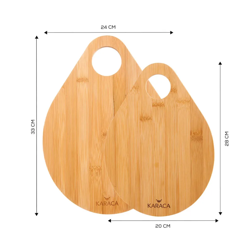 Karaca Damla 2 Piece Bamboo Chopping Board Set, Wood
