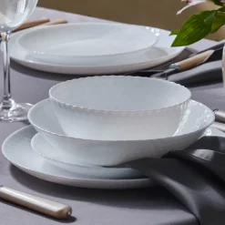 Karaca Diamond 24-Piece Glass Dinner Set for 6 People, White