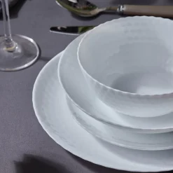 Karaca Diamond 24-Piece Glass Dinner Set for 6 People, White