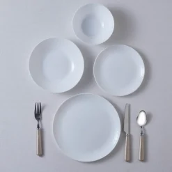 Karaca Diamond 24-Piece Glass Dinner Set for 6 People, White