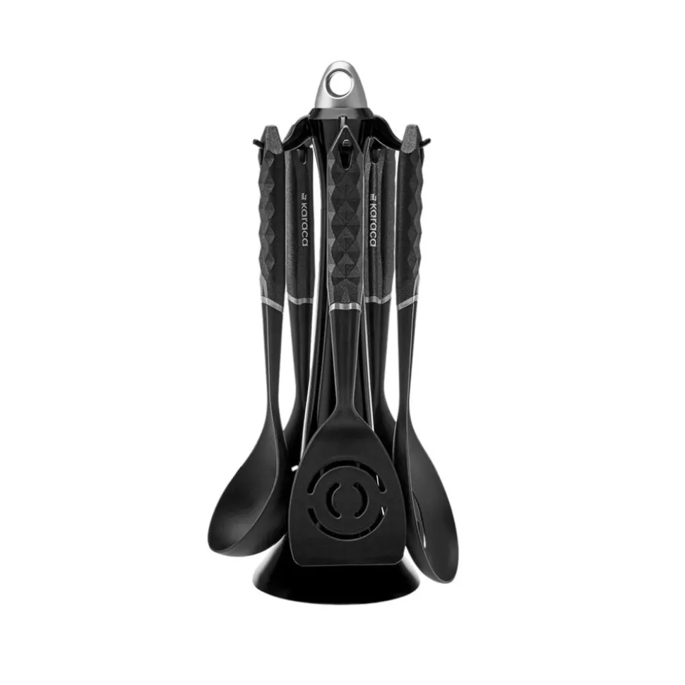 Karaca Diamond 5 Piece Kitchen Utensil Set with Stand, Multi
