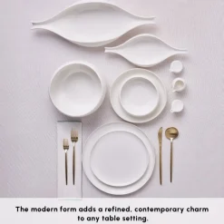 Karaca Earth Collection Clay 55-Piece Porcelain Dinner Set for 12 People, White