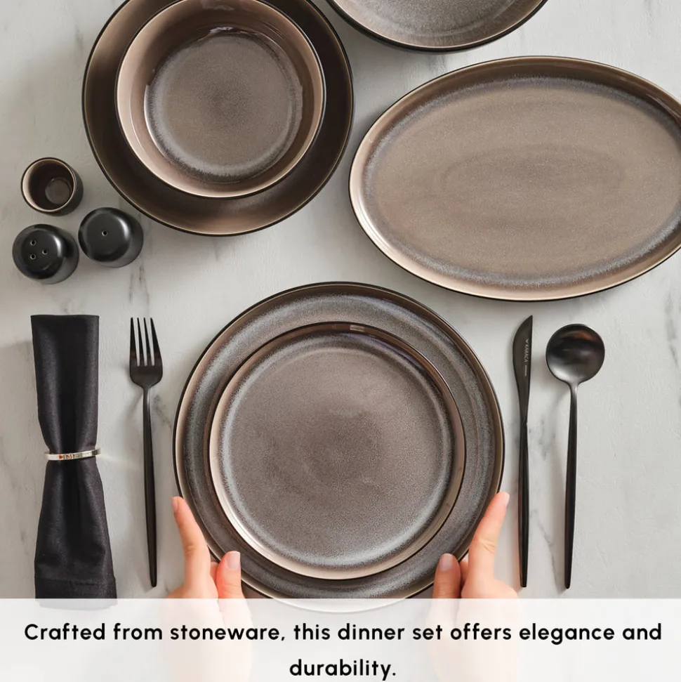 Karaca Earth Collection Mercure Reactive Glaze 59-Piece Dinner Set for 12 People, Multi