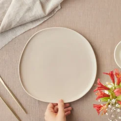 Karaca Earth Collection New Cupid Reactive Glaze Dinner Plate, 27cm, Beige White