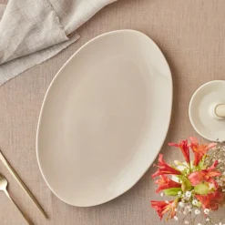 Karaca Earth Collection New Cupid Large Serving Platters, 36cm, Beige White