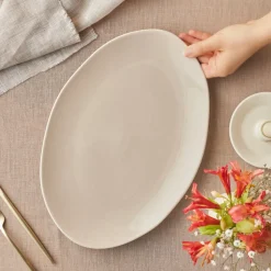 Karaca Earth Collection New Cupid Large Serving Platters, 36cm, Beige White