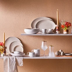 Karaca Earth Collection New Cupid Serving Platters, 24cm, Beige White